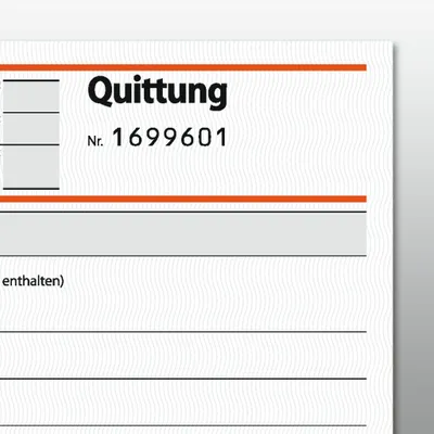 Produktbild von SIGEL SD121 Quittungen, mit fortlfd. Nummerierung, 1. u. 2. Blatt bedruckt, mit Sicherheitsdruck, A6 q, selbstdurchschreibend, 2 x 50 Blatt