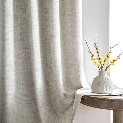 Obrázek produktu pro Sada závěsů Unyqoos®, 2 kusy – poloprůhledné závěsy s volánovou páskou, vzhled lnu, rozměry 140 x 260 cm, univerzální páska pro kolejnice i tyče, lze prát do 30 °C