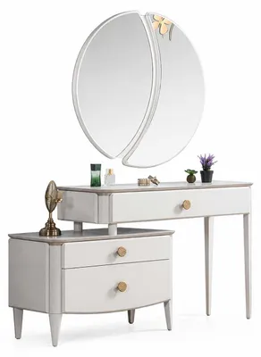 Obrázek produktu pro Moderní toaletní stolek se zrcadlem, stolek na líčení, komoda na make-up, toaletní stolek