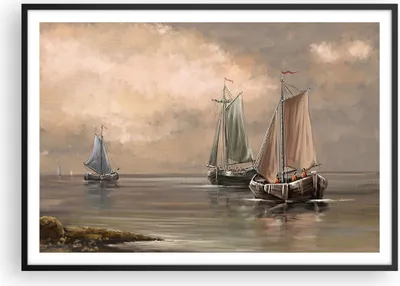 Produktbild von Gerahmtes Poster - Schwarzer Rahmen - Meer Boot Fischer - 100x70 cm - Wand Bild - Wanddeko - Wandbilder - Kunstposter - Wandposter - Bilderrahmen - Bilder - Kunstdruck - Wandbild - P2BAA100x70-3514