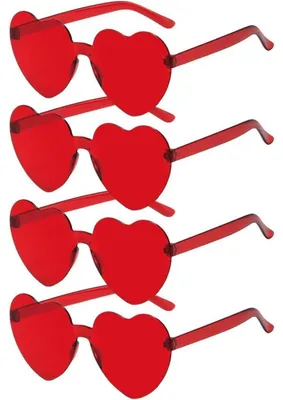 Produktbild von Party Brillen Herzform Rot 4 Stück für Fasching & Geburtstage