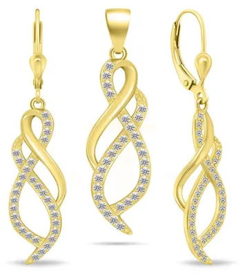 Immagine prodotto di Set di gioielli placcati oro lucido con zirconi SET222Y (orecchini, ciondolo)