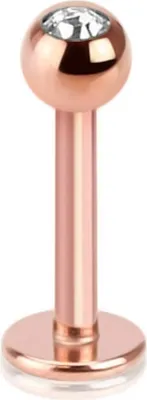 Produktbild von viva-adorno 1,2 x 8 x 3mm  Lippen Piercing Stecker Edelstahl Kristall in verschiedenen Farben Tragus Labretstecker Z367,Rosegold