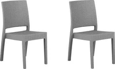 Produktbild von BELIANI Gartenstühle im 2er Set Hellgrau Rattanoptik Outdoor Balkon