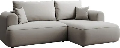 Produktbild von Selsey Ovo Mini - Eckschlafsofa rechtsseitig mit Stauraum, Easy-Clean-Samtbezug, grau