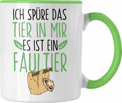 Produktbild von Trendation - Ich Spüre Das Tier In Mir Es Ist Ein Faultier" Tasse Geschenk für Tierliebhaber (Grün)