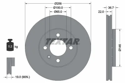 Obrázek produktu pro Brzdový kotouč TEXTAR 92287003