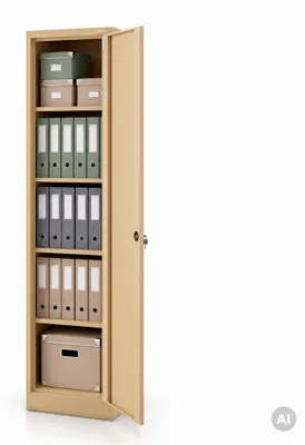 Produktbild von Büroschrank Aktenschrank Metallschrank Lagerschrank 4 Fachböden Flügeltür Pulverbeschichtung Stahlblech 185 cm x 45 cm x 40 cm Farbe: Beige