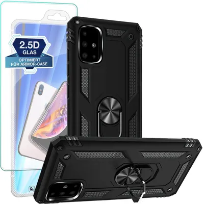 Produktbild von Armor Outdoor Hülle mit 9H Displayglas Displayschutz für Samsung Galaxy A51 – Farbe: Schwarz