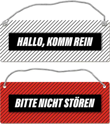 Produktbild von Nicht stören oder komm rein Wendeschild mit Kordel in rot-weiß mit Streifen Büro