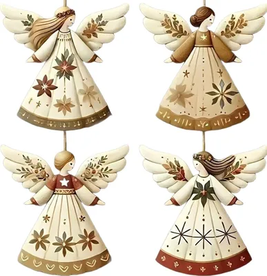 Produktbild von Weihnachtsengel aus Holz, rustikaler Engel, Weihnachtsbaumschmuck im Retro-Stil, kleiner Engel zum Aufhängen für die Weihnachtsfeier