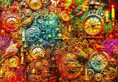 Obrázek produktu pro Puzzle, 1000 dílků - Tajemné hodiny ptáků