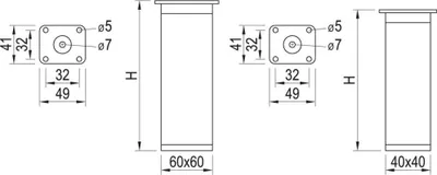 Produktbild von FA009 60 mm verstellbarer Möbelfuß, Edelstahl/schwarzer Kunststoff