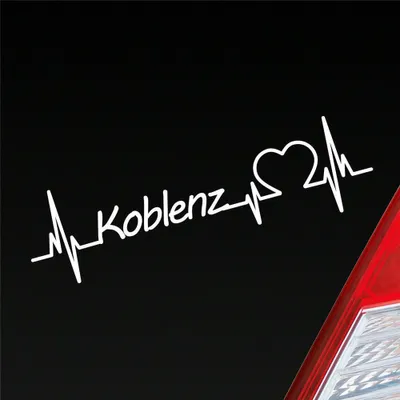 Produktbild von Auto Aufkleber Koblenz Herz Herzschlag 19x5 cm Weiss Matt Sticker Heckscheibenaufkleber