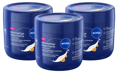 Produktbild von NIVEA Reichhaltige Body Creme 3x400ml Tiefenpflege Serum vegan