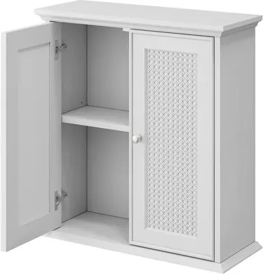 Image de Armoire de salle de bain - Armoire à pharmacie - Étagère réglable - Espace de rangement - Pour salle de bain/buanderie - Blanc