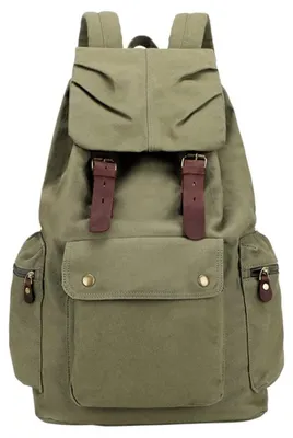 Image de Omgoods - Sac à dos en toile vintage avec détails en cuir