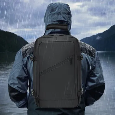 Produktbild von Kono Reisetasche Handgepäck Rucksack Tasche Reiserucksack 40x20x30 Ryanair WizzAir wasserfester Weekender CabinFly Schwarz Expander W2