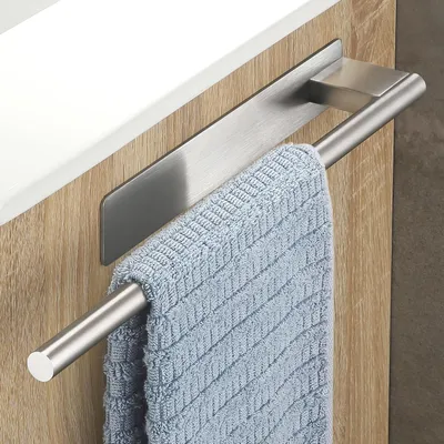 Immagine prodotto di Portasciugamani senza foratura - Porta asciugamani da parete - Organizzazione del bagno - Acciaio inossidabile - 39 cm - Argento