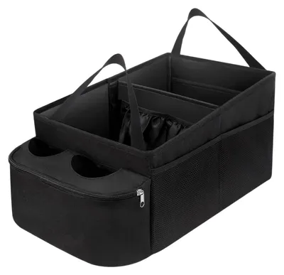 Immagine prodotto di Organizzatore per auto, adatto sia per i sedili anteriori che posteriori - Borsa pieghevole con portabicchieri