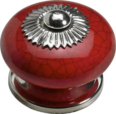 Produktbild von Hettich Möbelknopf Keramik vintage rot Ø 35,0 mm - 1 Stück