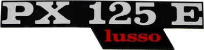 Produktbild von RMS Emblem / Schriftzug " PX 125 E lusso " Seitenhaube kompatibel mit Vespa PX 125 Lusso - 2 Pins Lochabstand 105mn