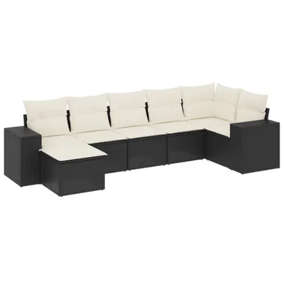 Produktbild von vidaXL 7-tlg. Garten-Sofagarnitur mit Kissen Schwarz Poly Rattan