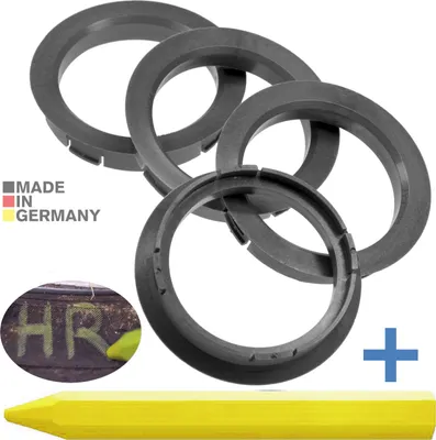 Produktbild von 4X Zentrierringe 64.0 x 54,1 mm Silber. Felgen Ringe + 1x Reifen Kreide Fett Stift