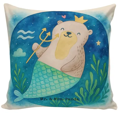 Produktbild von Mr. & Mrs. Panda kuschelkissen 40x40 Wassermann Astrologie Design - Weiß - Geschenk, Sofa Kissen, Bedrucktes, Deko, Sternzeichen, Geburtstagsgeschenk, Aszendent, für