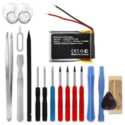 Image de subtel Batterie compatible avec FitBit Charge HR, LSSP031420AB – 1x Batterie 70mAh+ kit d'outils