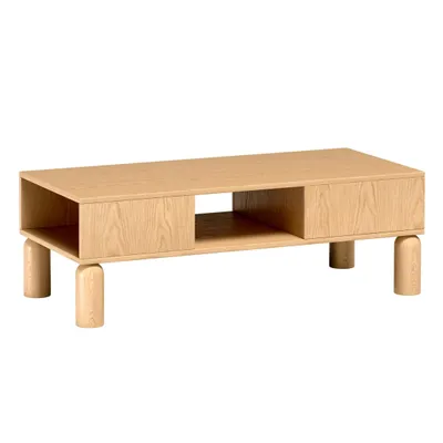 Produktbild von AX LIVING Soulme Couchtisch modern 110 cm breit – Bookmatch-Holz mit 1 Schublade