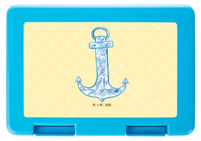 Produktbild von Mr. & Mrs. Panda Bentobox Anker Blau - Gelb Pastell - Geschenk, Bento Box, Snackbox, Tiere, Lunchbox, Meal Prep, Brotbehälter