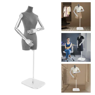 Obrázek produktu pro Krejčí figurína žena figurína 120-210cm výška nastavitelná oděvní stojan oděvní displej (stříbrná + šedá)
