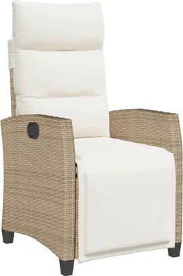 Produktbild von vidaXL Gartensessel mit Beistelltisch Verstellbar Beige Poly Rattan