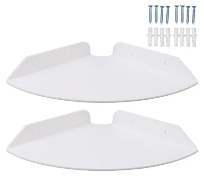 Zdjęcie produktu dla Pływające półki narożne - Montaż na ścianie - 2 sztuki - Akryl - 3 x 21 x 21 cm - Idealne do salonu i sypialni - Półka ścienna