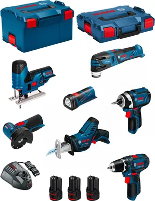 Produktbild von BOSCH Kit 12V BMK7-28BD3 (GSR 12V-15+GDR 12V-105+GWS 12V-76+GST 12V-70+GOP 12V-28+GSA 12V-14+GLI 12V-80+3 x 2,0Ah+GAL1230CV)
