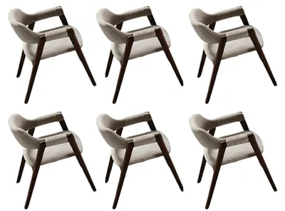 Immagine prodotto di Beiger Stuhl-Set Stilvolle Polsterstühle Designer 6x Textilstühle