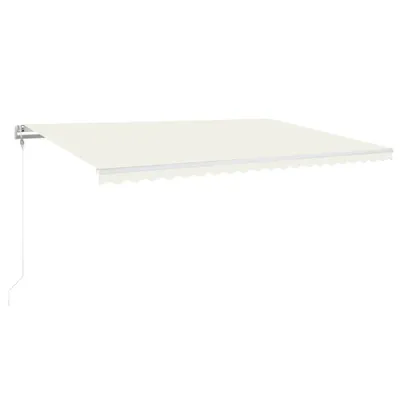 A cream-colored retractable awning is shown against a white background.
