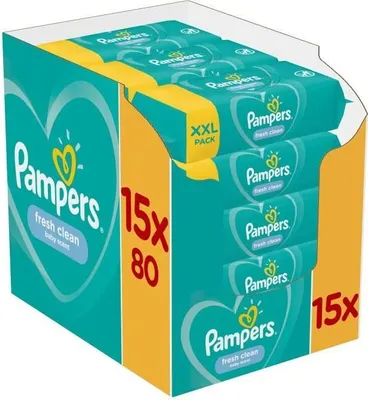 Obrázok produktu pre Pampers Fresh Clean vlhčené obrúsky 15 balení