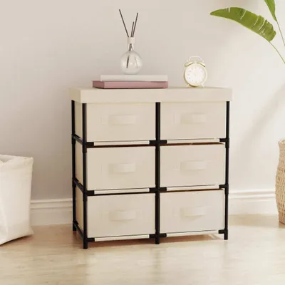 Obrázok produktu pre vidaXL Skriňa so 6 zásuvkami 55 × 29 × 55 cm krémová oceľ