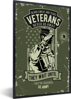 Produktbild von MuchoWow® MuchoWow® Gerahmtes Poster Vintage - Armee - Fahne 60x90 cm - Poster mit zchwarzem Bilderrahmen - Kunst
