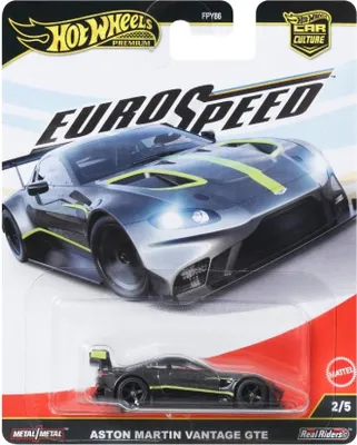 Produktbild von Hot Wheels Car Culture Premium 1:64 Maßstab Die-Cast Spielzeug Aston Martin Vantage GTE mit Real Riders Reifen & Metall/Metall Karosserie & Fahrgestell, Eurospeed, JBK56