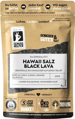 Produktbild von Hawaii Meersalz Black Lava, grob, schwarzes Salz aus Hawaii, Dekosalz, 100g
