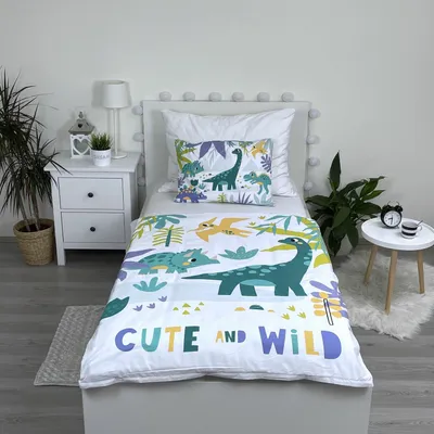 Leander Kinderbettwäsche Flora - 100% Baumwolle, 100x135 Cm, Misty Blue – Mit Druckknopfverschluss