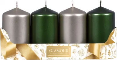 Image de Bougies de l'Avent Nohel Garden d5x9cm MIX métal brillant 2+2pcs