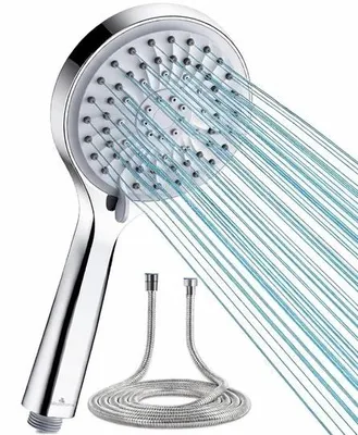 Productafbeelding van Handdouche met 1,5 meter slang, waterbesparend, 5 straalstanden, afneembare hogedrukkop