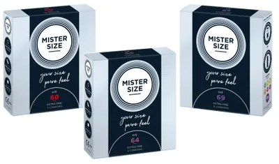 Produktbild von 9x Mister Size Kondome Probierset 60 / 64 / 69 mm - extragroße Kondome