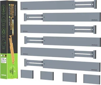 Immagine prodotto di Organizer in bambù con divisori regolabili per cassetti, 10 pezzi