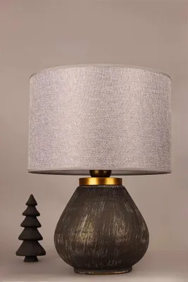 Produktbild von Opviq, Hochwertige Tischlampe, Keramikkörper, Dunkelgrau, Ø30 h: 20 cm, Höhe: 40 cm, Fassung: 1 x E27 Max 40 W, IP20, Ideal für modernes Wohnen, stilvolles Design.