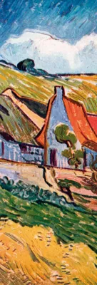 Produktbild von Vincent Van Gogh Kunstdruck Bild - Bauernhütten In Auvers, 1890,Detail (91 x 30 cm)